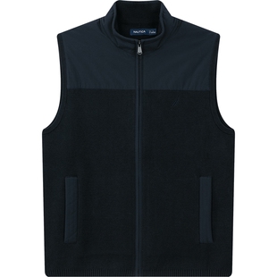 NAUTICA/诺帝卡男装秋冬柔软透气棉质时尚拼接毛衣马甲SO4301