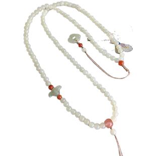 天然和田玉珠链手工编织绳子项链吊坠沙金挂件绳佛牌锁包锁编绳