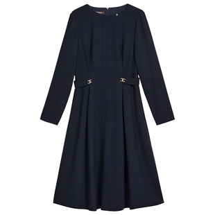YINER音儿专选女装女装冬季时尚法式收腰修身A字连衣裙