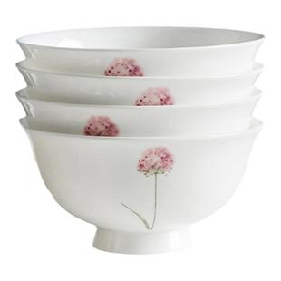 唯润骨瓷6只装米饭碗家用4.5英寸碗简约北欧餐具陶瓷碗套装5寸