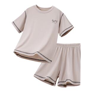 『闭眼入』夏季儿童短袖套装男童睡衣女童运动休闲空调服青少年