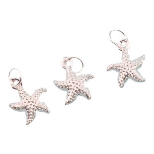 s925纯银吊坠 超轻素银海星五角星银牌 diy手链挂件时尚配件配饰