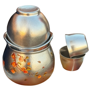 摩利葫芦纯钛旅行泡茶壶精致中国风柿柿如意钛杯福禄茶具东来同款