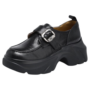 星期六女鞋厚底增高乐福鞋子新款春秋夏季小皮鞋真皮巨好看一脚蹬