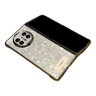 【高级感】时尚新款电镀银色万福图适用华为matex6手机壳可折叠两件套mateX5/X3防摔女款magicV3新款时尚外壳