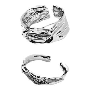 GUANG褶皱高级感戒指冷淡风不规则小众设计食指戒男指环女手饰品