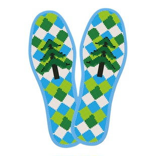 蒙娜丝2026新款十字绣鞋垫手工DIY格纹花朵图半成品单股绣花鞋垫