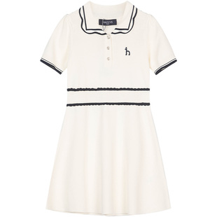 hazzys哈吉斯童装女童裙子夏新中大童甜美俏皮短袖polo裙