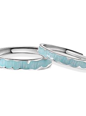 纯银情侣一对戒可调节素圈高级感