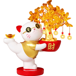 招财猫摆件开业大吉礼物收银台发财树家居入户装饰品乔迁新居礼品
