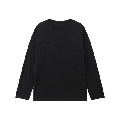 江南先生NewJNXS麻棉感针织小领口宽松打底长袖T恤春简约显瘦上衣