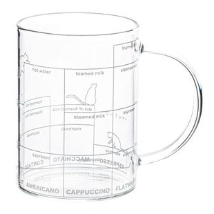 树可玻璃杯猫咪刻度杯高硼硅水杯耐高温带把杯子女牛奶杯大咖啡杯