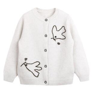 女童羊绒衫开衫儿童毛衣高端纯山羊绒宝宝打底衫女孩羊毛衫外套