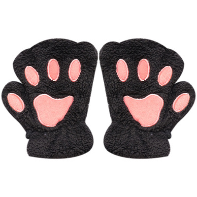 翻盖露指猫爪手套儿童冬季保暖