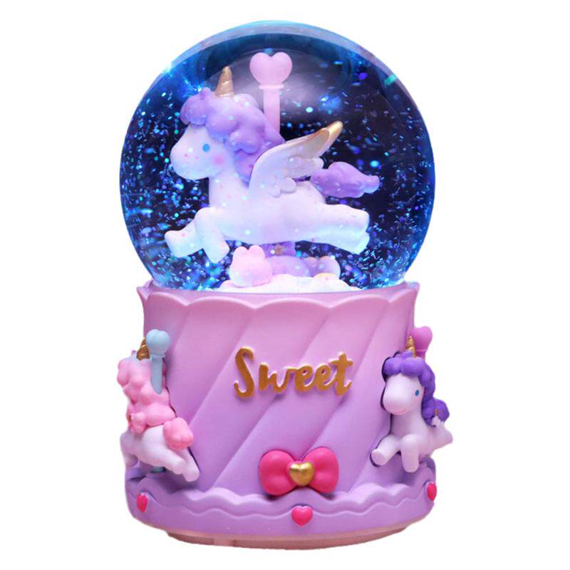 卡通可爱玲娜贝贝兔发光飘雪花玻璃水晶球音乐盒儿童女孩生日礼物