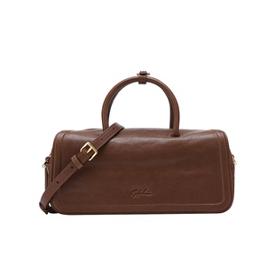 SATCHI/沙驰植鞣牛皮保龄球包女2026新款踪迹手提包真皮斜挎包