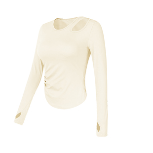 多肉女孩小蛮腰胖mm带胸垫大码瑜伽服女上衣运动健身长袖套装秋季