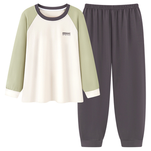 猫人100%纯棉情侣睡衣2026正流行春秋季大码长袖家居服套装可外穿