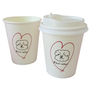 INS网红博主同款爱心汪汪狗卡通一次性纸杯透明250宠物店家用户外
