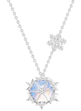水晶项链女纯银雪花轻奢小众极光