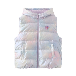 polo walk童装 女童羽绒马甲短款2025秋冬季儿童外套亮面上衣坎肩