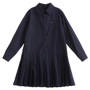 NNGZmiu系女童格子衬衫裙全棉亲肤儿童polo领连衣裙春秋季百褶裙
