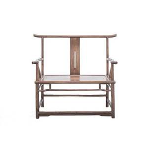 新中式老榆木免漆圈椅禅椅主人椅实木茶椅打坐椅纯实木围椅