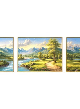 【美术馆合作】山水客厅三联画