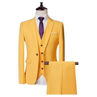 男士结婚礼服西装三件套加肥加大码商务休闲西服套装男式职业正装