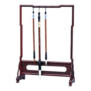 大红酸枝明式毛笔挂现代中式复古毛笔架小号精工文房四宝简约实木