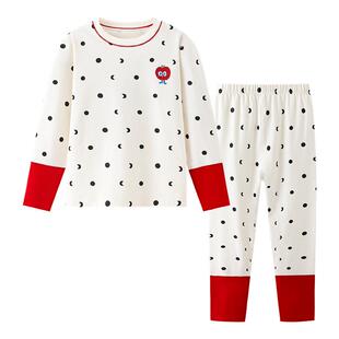 英氏儿童保暖内衣套装2026秋冬新款A类纯棉家居服男女童秋衣秋裤