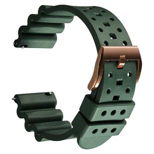 手表配件氟橡胶表带男士20mm22mm适用西铁城沛纳海美度运动手表带