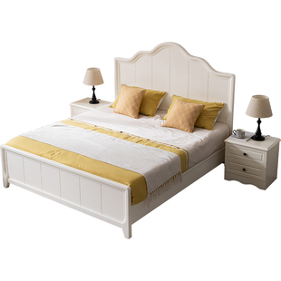 实木床简约现代白色一米八的双人床2025新款美式床公主床轻法式床