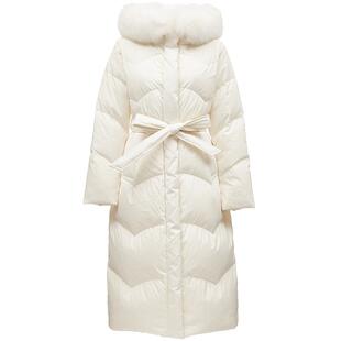 【90白鹅绒】ONLY奥莱冬季新款显瘦长款毛领连帽羽绒服女