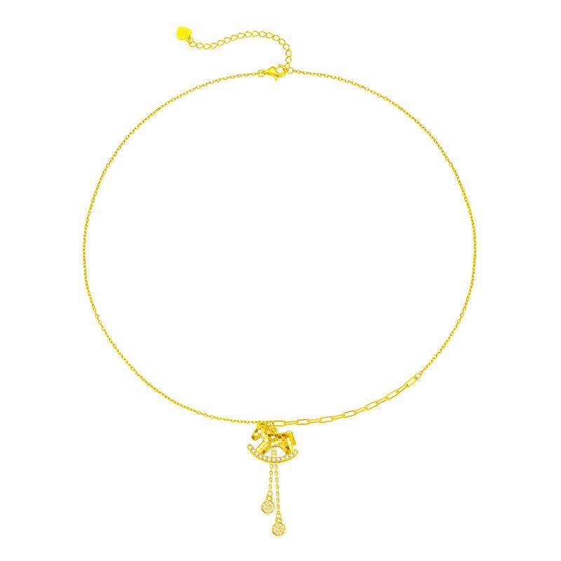 【新品】周大生生肖马项链纯银女木马吊坠本命马年送女友生日礼物