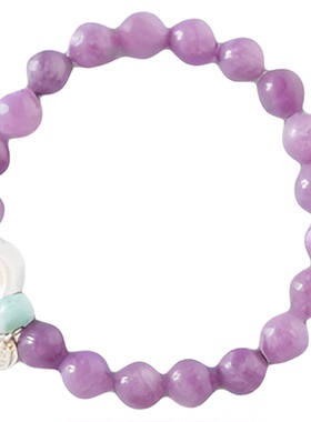 QIANTAO「凝烟」原创新中式天然海纹石紫玉髓水晶文玩手串女礼物