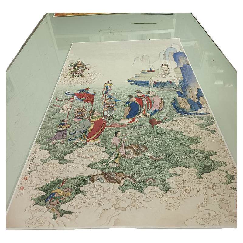 夏荆山观音挂画古代书画人物佛像真迹微喷仿古画芯装裱卷轴装饰画