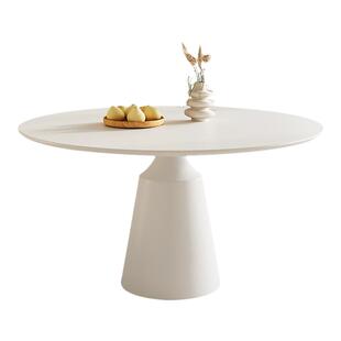 意式轻奢岩板圆形餐桌洽谈桌小红书家用小户型现代简约高端饭桌子