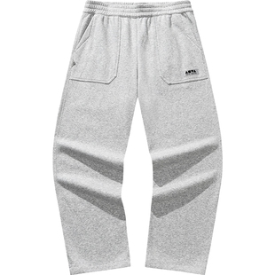 安踏休闲长裤男士秋冬季加绒保暖宽松阔腿裤百搭卫裤172548301N