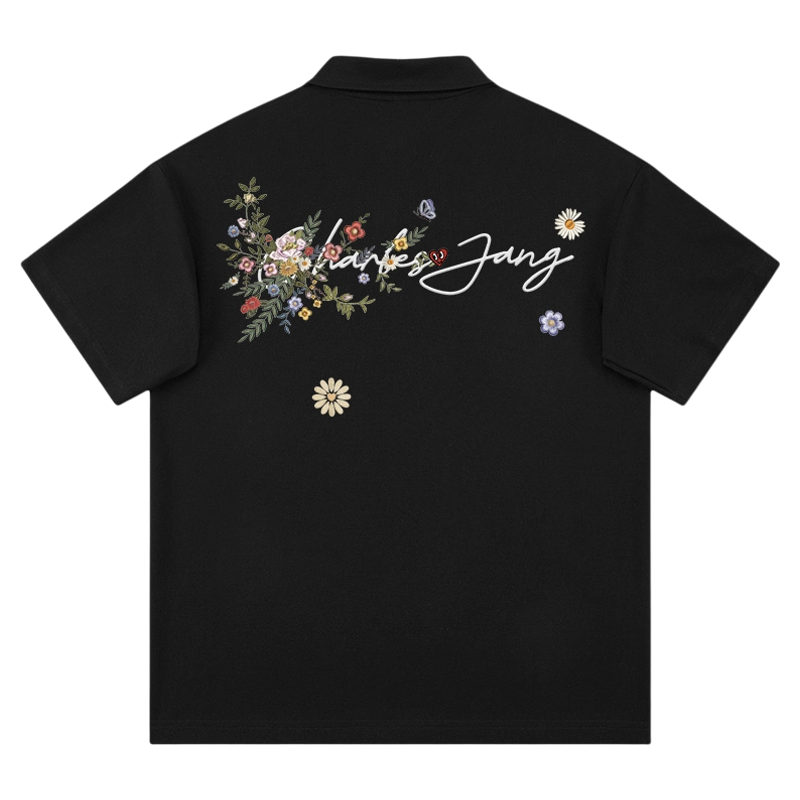查尔斯桃心花卉印花短袖POLO衫