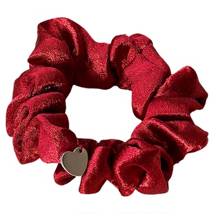 新年红色缎面爱心大肠发圈女绑头发绳扎马尾头绳高级感气质小众