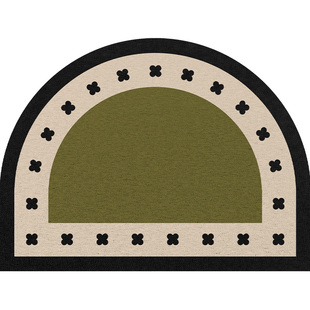 丝圈地垫半圆形入户门垫中古绿色进门地毯家用门口玄关门外蹭脚垫