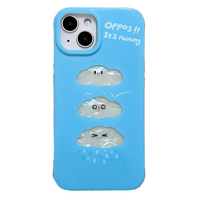白小白原创iPhone16pro手机壳苹果17promax双层imd蓝色iPhone15贝母14pro云朵可爱好看抗黄防