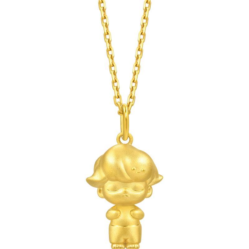 6期免息周生生黄金足金泡泡玛特DIMOO梦境/元宝猫吊坠