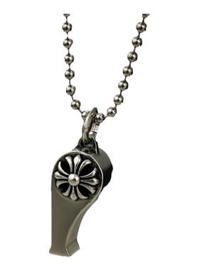 S925不掉色CH十字架项链男女潮牌个性可吹响口哨吊坠复古毛衣链