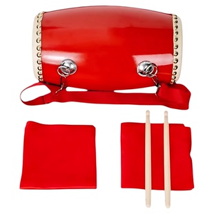 腰鼓儿童专用红色实木牛皮鼓面舞蹈道具元旦新年跳舞专用安塞腰鼓