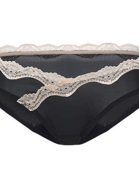 「LA」烫钻logo极简蕾丝边内裤女