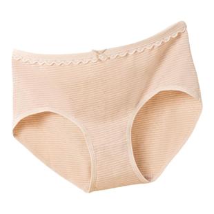 顶呱呱顶瓜瓜彩棉女士中腰内裤收腹抗菌纯棉底裆条纹长绒棉短底裤