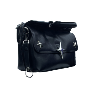 ISIR 星星点灯 小众设计感欧美大容量金属黑色拼接手提斜挎包男女