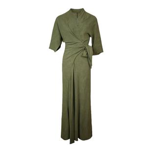 酒午自制【勿扰清梦】春夏新款国风新中式交叠领围裹式收腰连衣裙